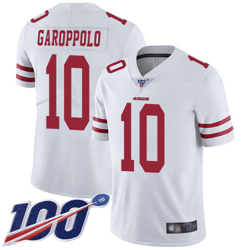 San Francisco 49ers Limited White Men #10 Jimmy Garoppolo Road NFL Jersey 100th Season Vapor Untouchable->women nfl jersey->Women Jersey